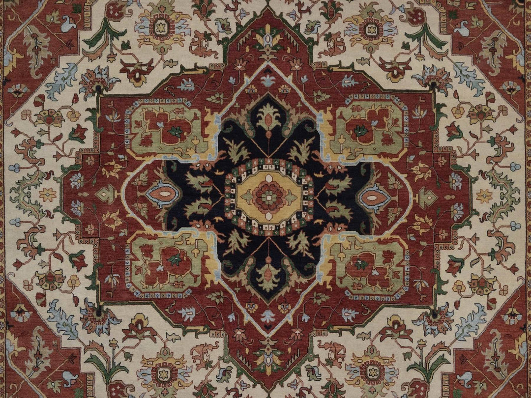 8'9" x 11'11" New Hand Knotted Ivory Wool Rectangle Oriental Rug - MOA10292795