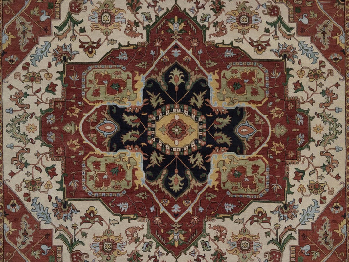 8'9" x 11'11" New Hand Knotted Ivory Wool Rectangle Oriental Rug - MOA10292795