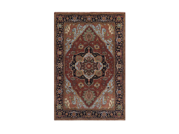 4'1" x 6'1" New Hand Knotted Red Wool Rectangle Oriental Rug - MOA10292796