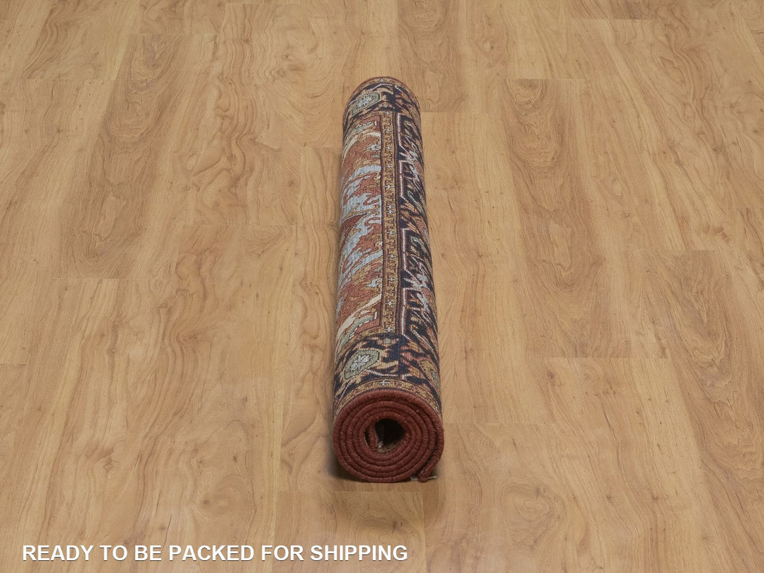 4'1" x 6'1" New Hand Knotted Red Wool Rectangle Oriental Rug - MOA10292796