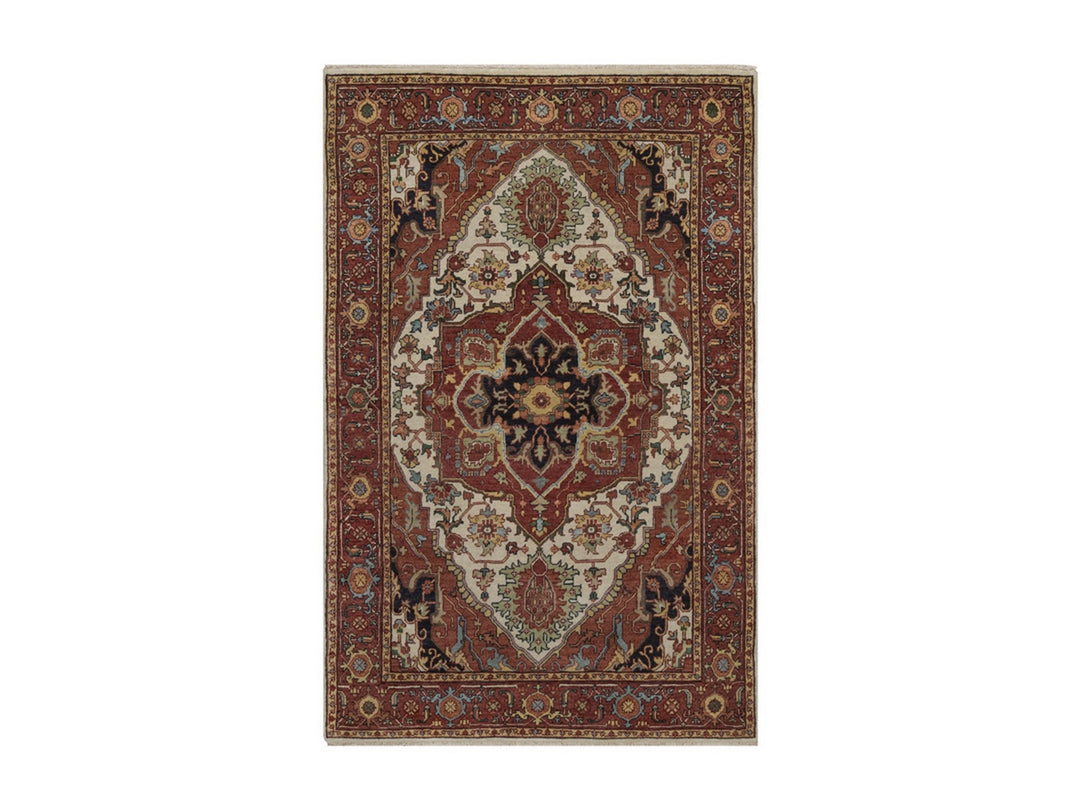 3'11" x 6'0" New Hand Knotted Ivory Wool Rectangle Oriental Rug - MOA10292797