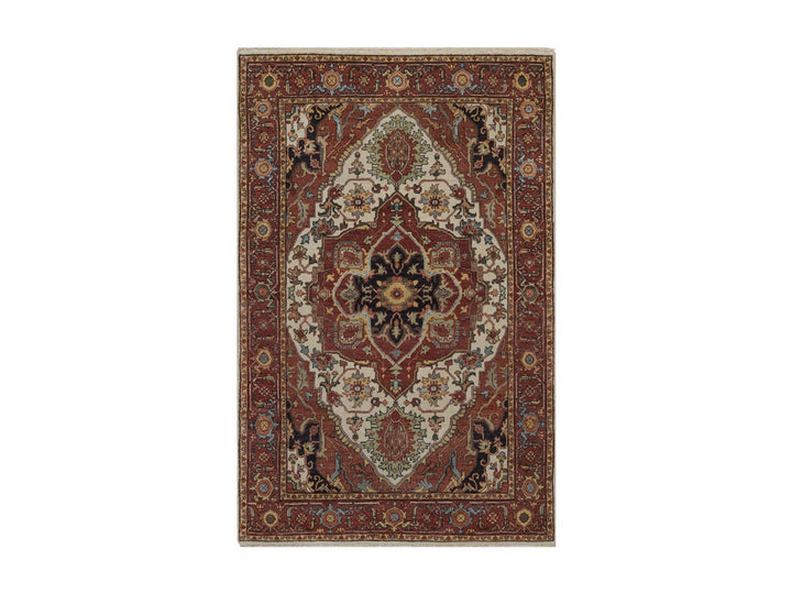 3'11" x 6'0" New Hand Knotted Ivory Wool Rectangle Oriental Rug - MOA10292797