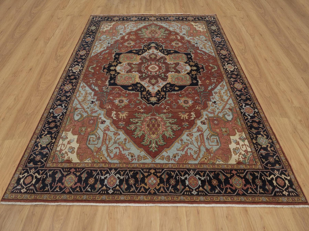 7'9" x 10'0" New Hand Knotted Red Wool Rectangle Oriental Rug - MOA10292798