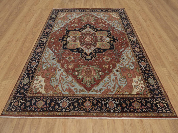 7'9" x 10'0" New Hand Knotted Red Wool Rectangle Oriental Rug - MOA10292798