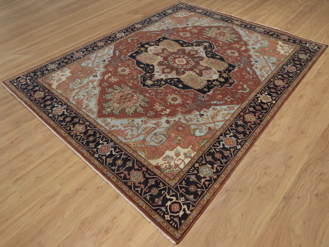 7'9" x 10'0" New Hand Knotted Red Wool Rectangle Oriental Rug - MOA10292798