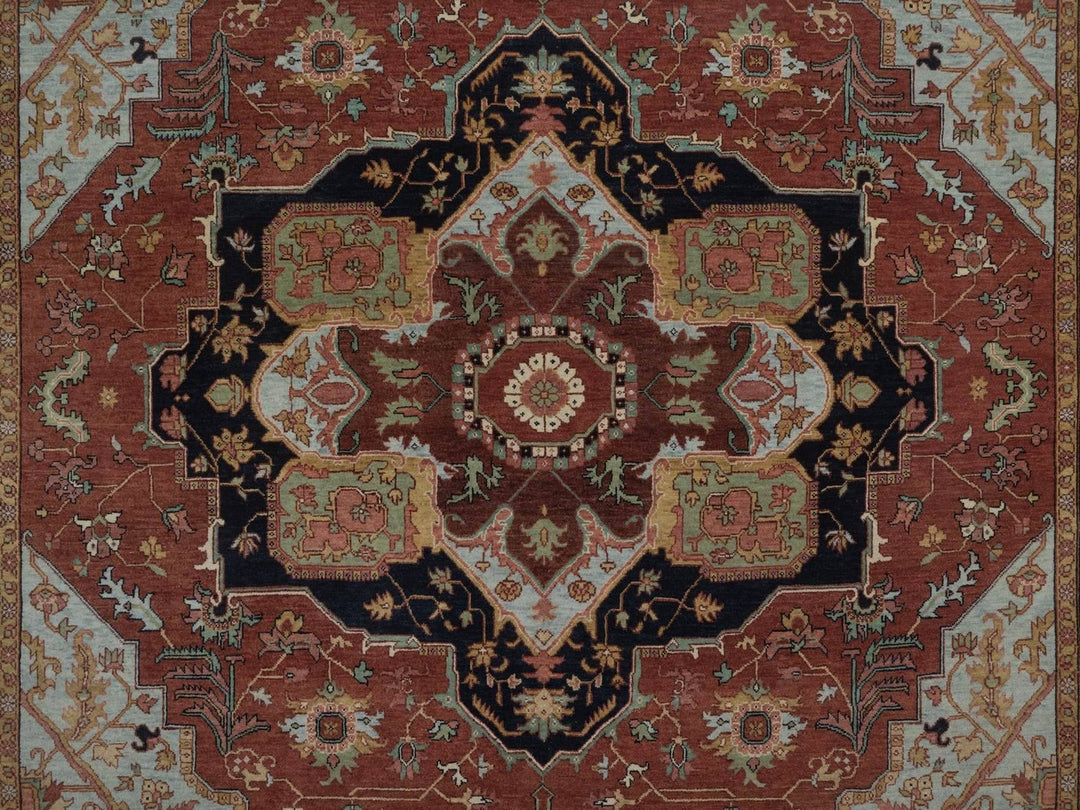 7'9" x 10'0" New Hand Knotted Red Wool Rectangle Oriental Rug - MOA10292798
