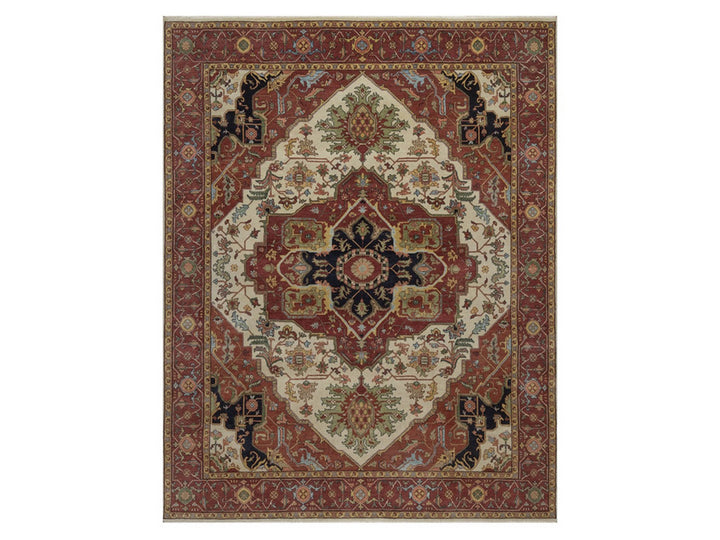 7'10" x 10'1" New Hand Knotted Ivory Wool Rectangle Oriental Rug - MOA10292800
