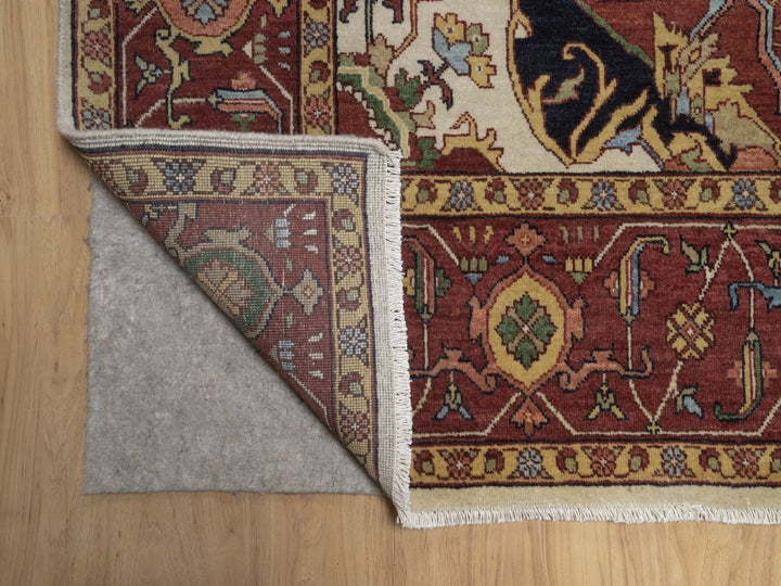 7'10" x 10'1" New Hand Knotted Ivory Wool Rectangle Oriental Rug - MOA10292800