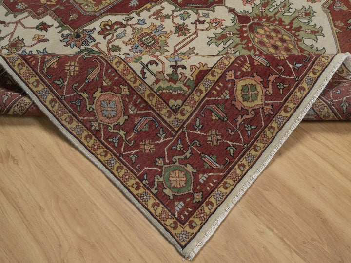 7'10" x 10'1" New Hand Knotted Ivory Wool Rectangle Oriental Rug - MOA10292800
