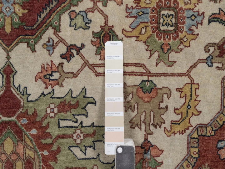 7'10" x 10'1" New Hand Knotted Ivory Wool Rectangle Oriental Rug - MOA10292800