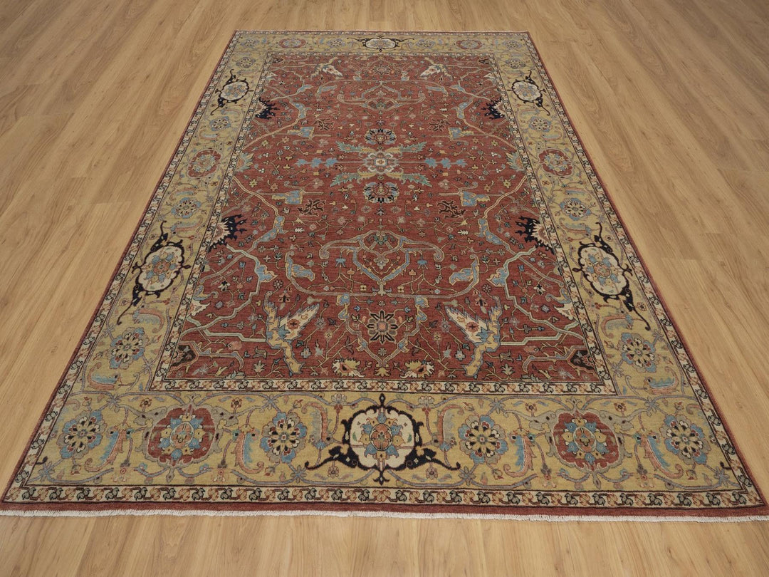 7'10" x 10'1" New Hand Knotted Red Wool Rectangle Oriental Rug - MOA10292801