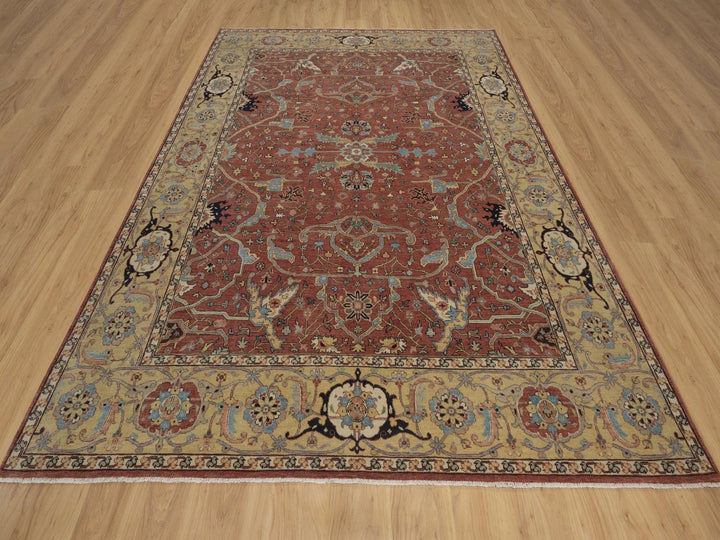 7'10" x 10'1" New Hand Knotted Red Wool Rectangle Oriental Rug - MOA10292801