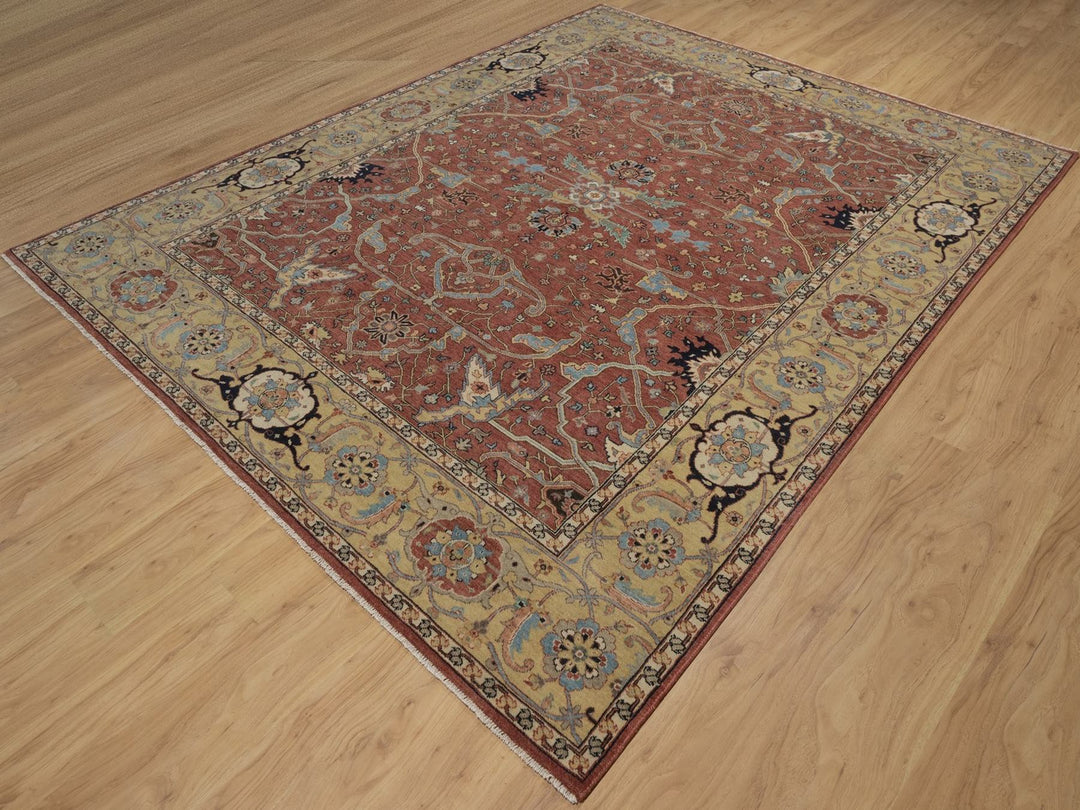 7'10" x 10'1" New Hand Knotted Red Wool Rectangle Oriental Rug - MOA10292801