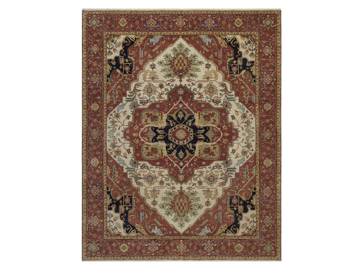 7'10" x 9'10" New Hand Knotted Ivory Wool Rectangle Oriental Rug - MOA10292802
