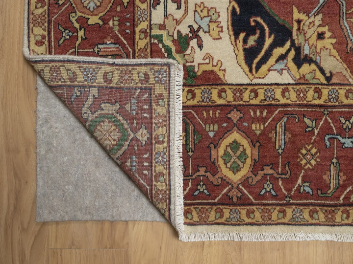 7'10" x 9'10" New Hand Knotted Ivory Wool Rectangle Oriental Rug - MOA10292802