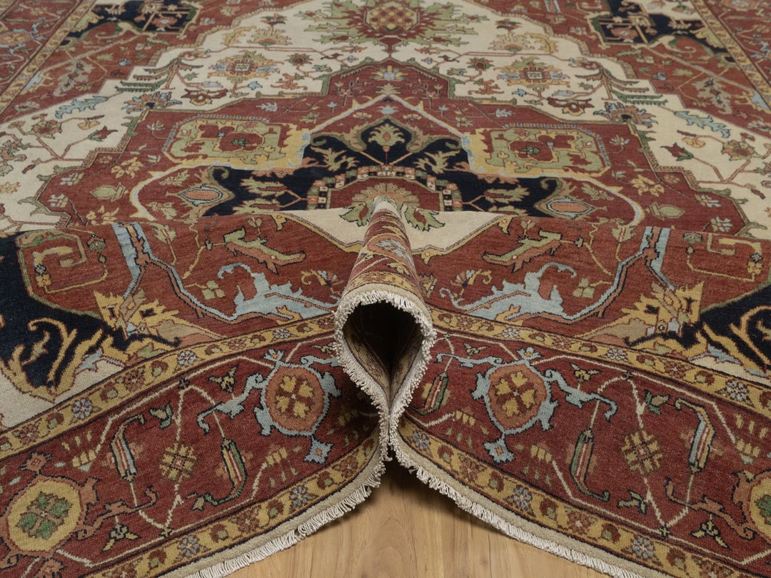 7'10" x 9'10" New Hand Knotted Ivory Wool Rectangle Oriental Rug - MOA10292802