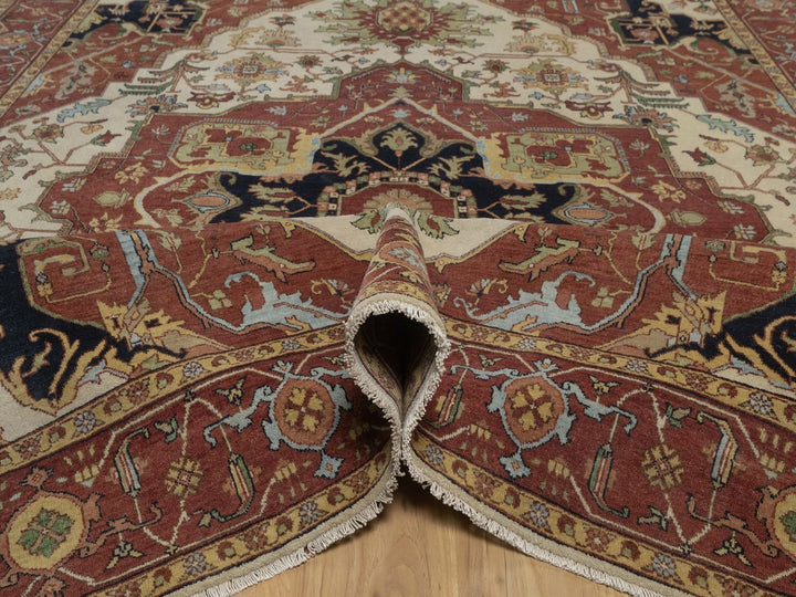 7'10" x 9'10" New Hand Knotted Ivory Wool Rectangle Oriental Rug - MOA10292802