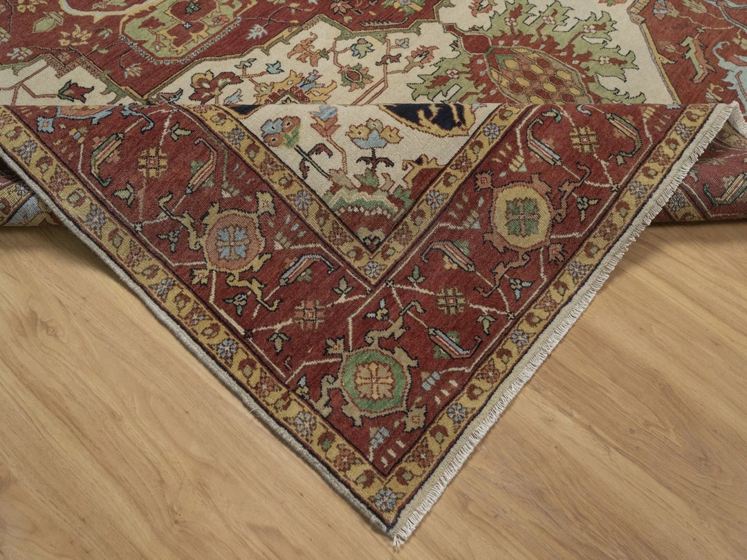 7'10" x 9'10" New Hand Knotted Ivory Wool Rectangle Oriental Rug - MOA10292802