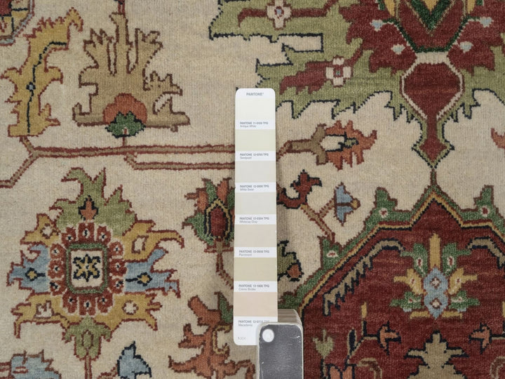 7'10" x 9'10" New Hand Knotted Ivory Wool Rectangle Oriental Rug - MOA10292802