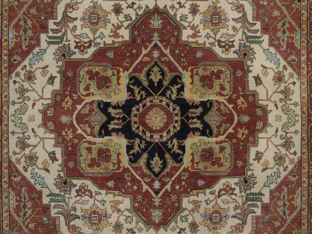 7'10" x 9'10" New Hand Knotted Ivory Wool Rectangle Oriental Rug - MOA10292802