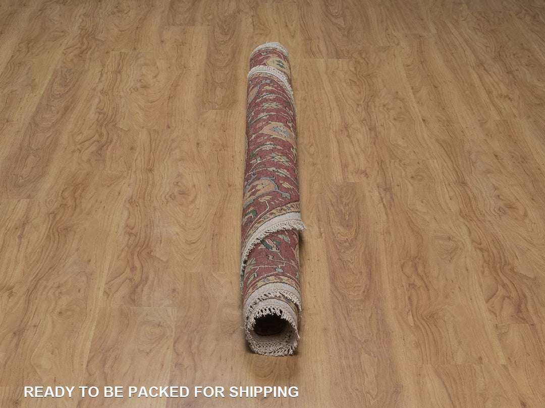 6'10" x 6'10" New Hand Knotted Ivory Wool Round Oriental Rug - MOA10292803