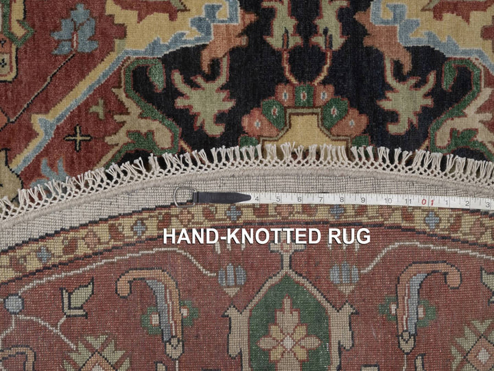 6'10" x 6'10" New Hand Knotted Ivory Wool Round Oriental Rug - MOA10292803