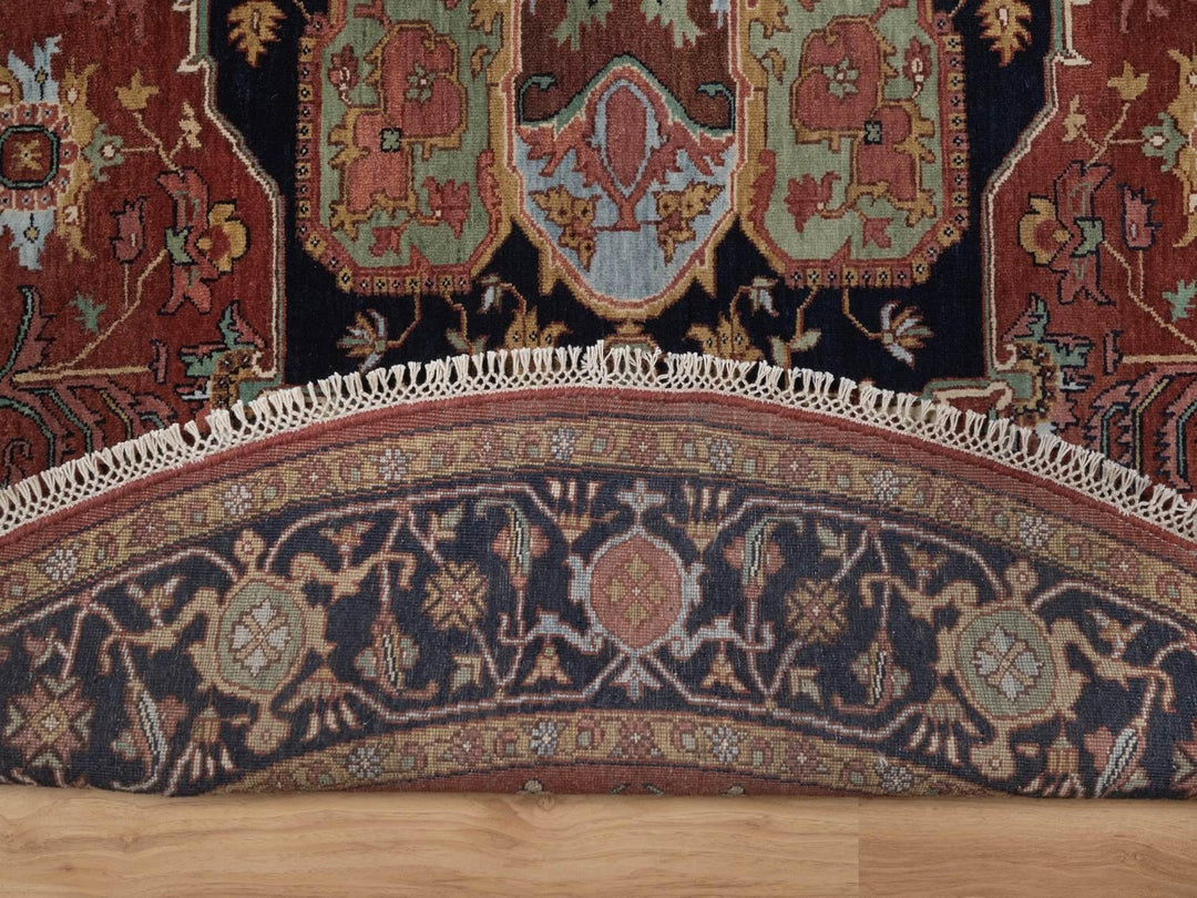 7'10" x 7'10" New Hand Knotted Red Wool Round Oriental Rug - MOA10292804