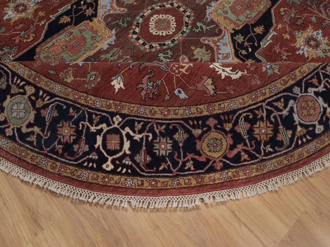 7'10" x 7'10" New Hand Knotted Red Wool Round Oriental Rug - MOA10292804