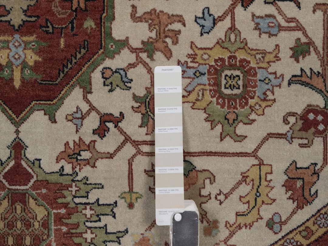 7'11" x 7'11" New Hand Knotted Ivory Wool Round Oriental Rug - MOA10292805