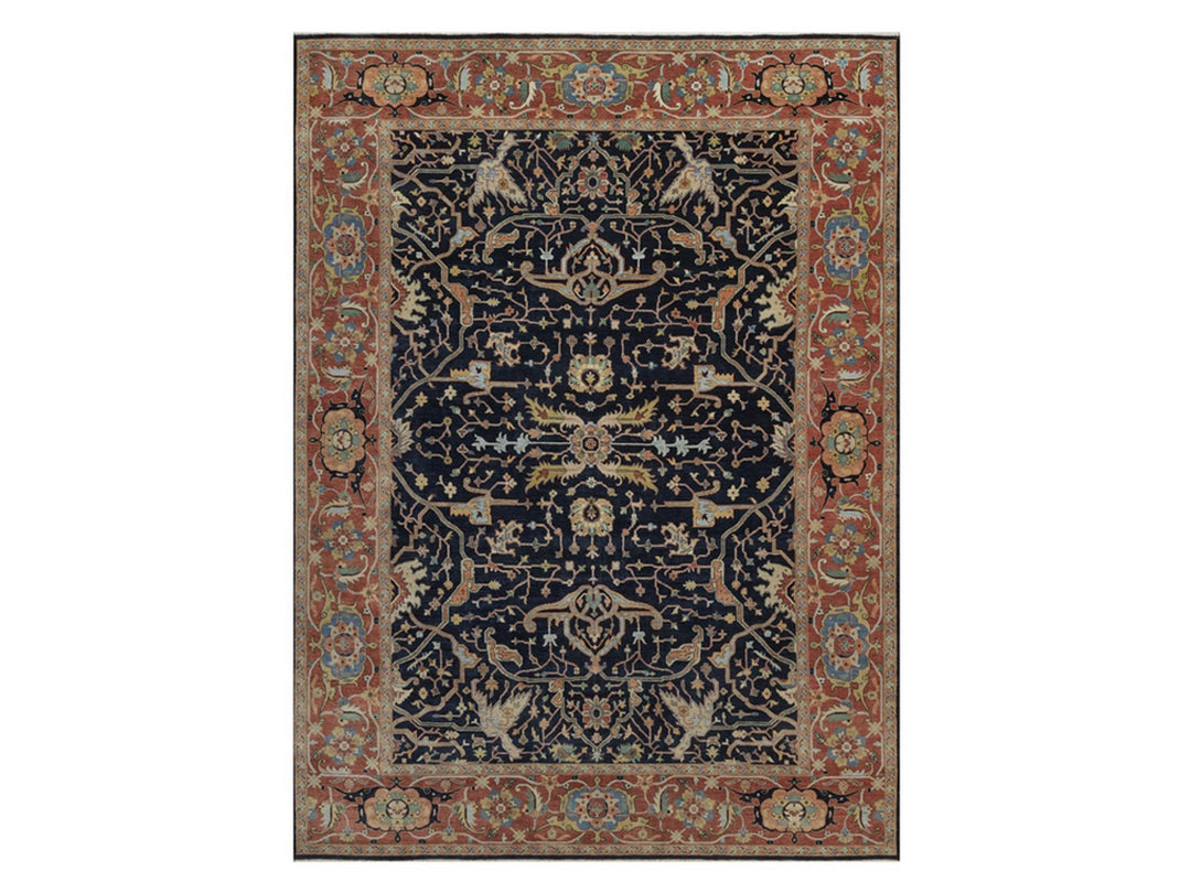 8'10" x 12'1" New Hand Knotted Blue Wool Rectangle Oriental Rug - MOA10292806