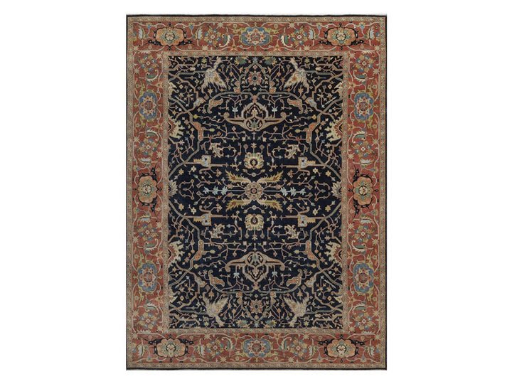 8'10" x 12'1" New Hand Knotted Blue Wool Rectangle Oriental Rug - MOA10292806