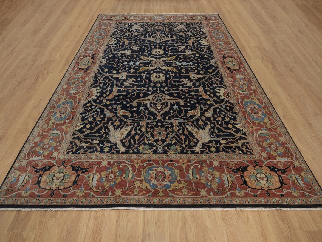8'10" x 12'1" New Hand Knotted Blue Wool Rectangle Oriental Rug - MOA10292806