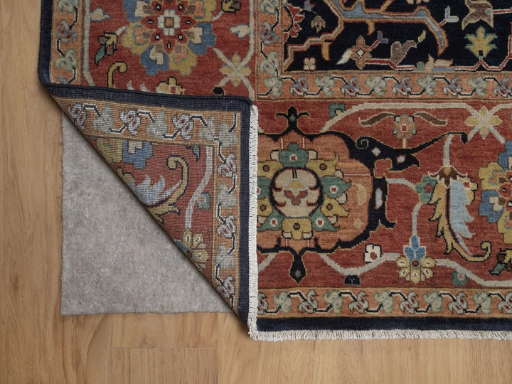 8'10" x 12'1" New Hand Knotted Blue Wool Rectangle Oriental Rug - MOA10292806