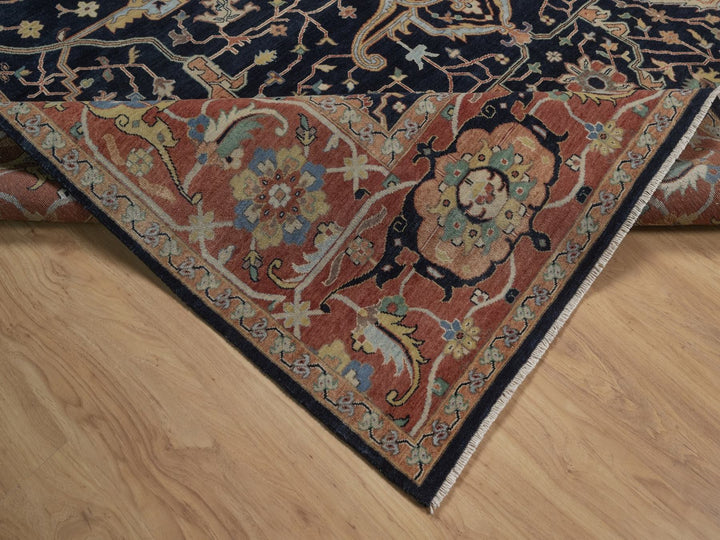 8'10" x 12'1" New Hand Knotted Blue Wool Rectangle Oriental Rug - MOA10292806