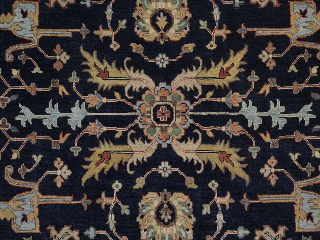 8'10" x 12'1" New Hand Knotted Blue Wool Rectangle Oriental Rug - MOA10292806
