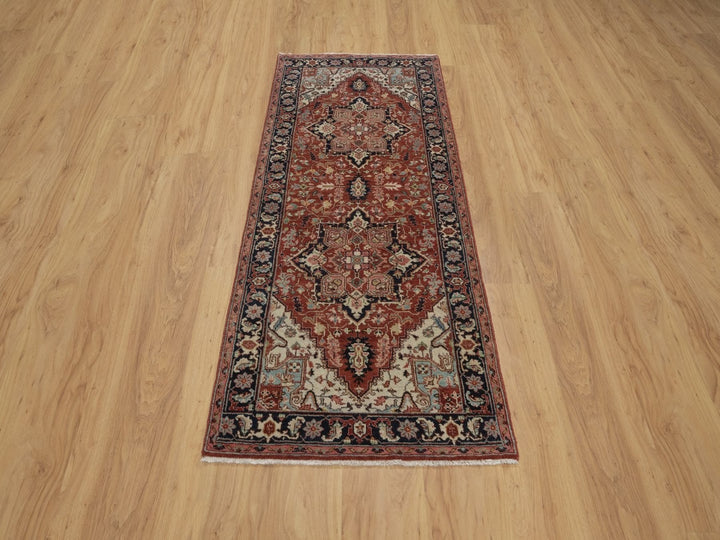 2'7" x 6'3" New Hand Knotted Red Wool Runner Oriental Rug - MOA10292807