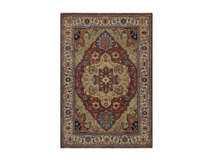 4'1" x 5'11" New Hand Knotted Red Wool Rectangle Oriental Rug - MOA10292809