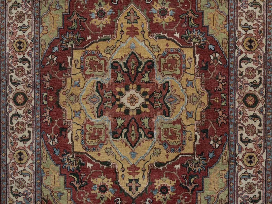 4'1" x 5'11" New Hand Knotted Red Wool Rectangle Oriental Rug - MOA10292809