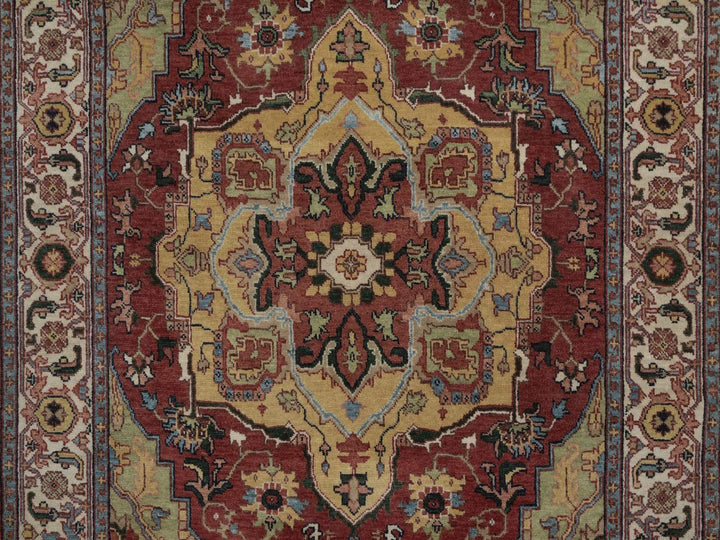 4'1" x 5'11" New Hand Knotted Red Wool Rectangle Oriental Rug - MOA10292809