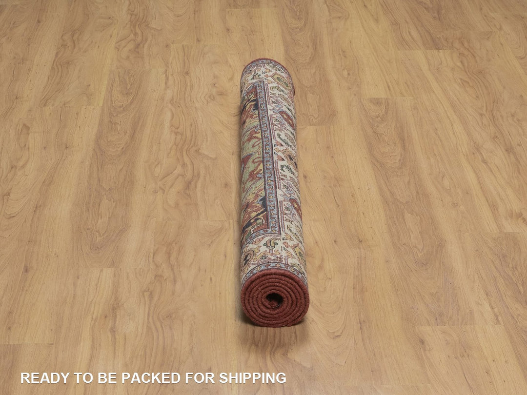 4'1" x 5'11" New Hand Knotted Red Wool Rectangle Oriental Rug - MOA10292809