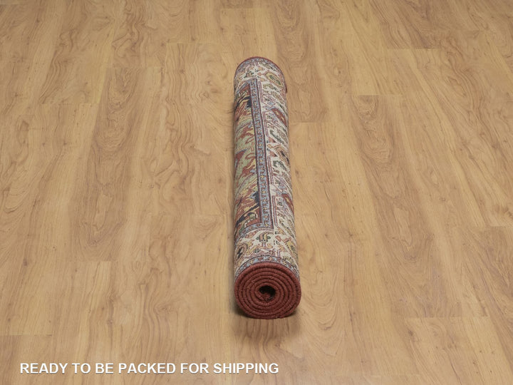 4'1" x 5'11" New Hand Knotted Red Wool Rectangle Oriental Rug - MOA10292809