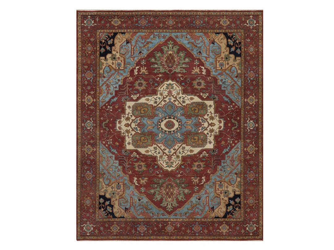 8'2" x 10'1" New Hand Knotted Red Wool Rectangle Oriental Rug - MOA10292810