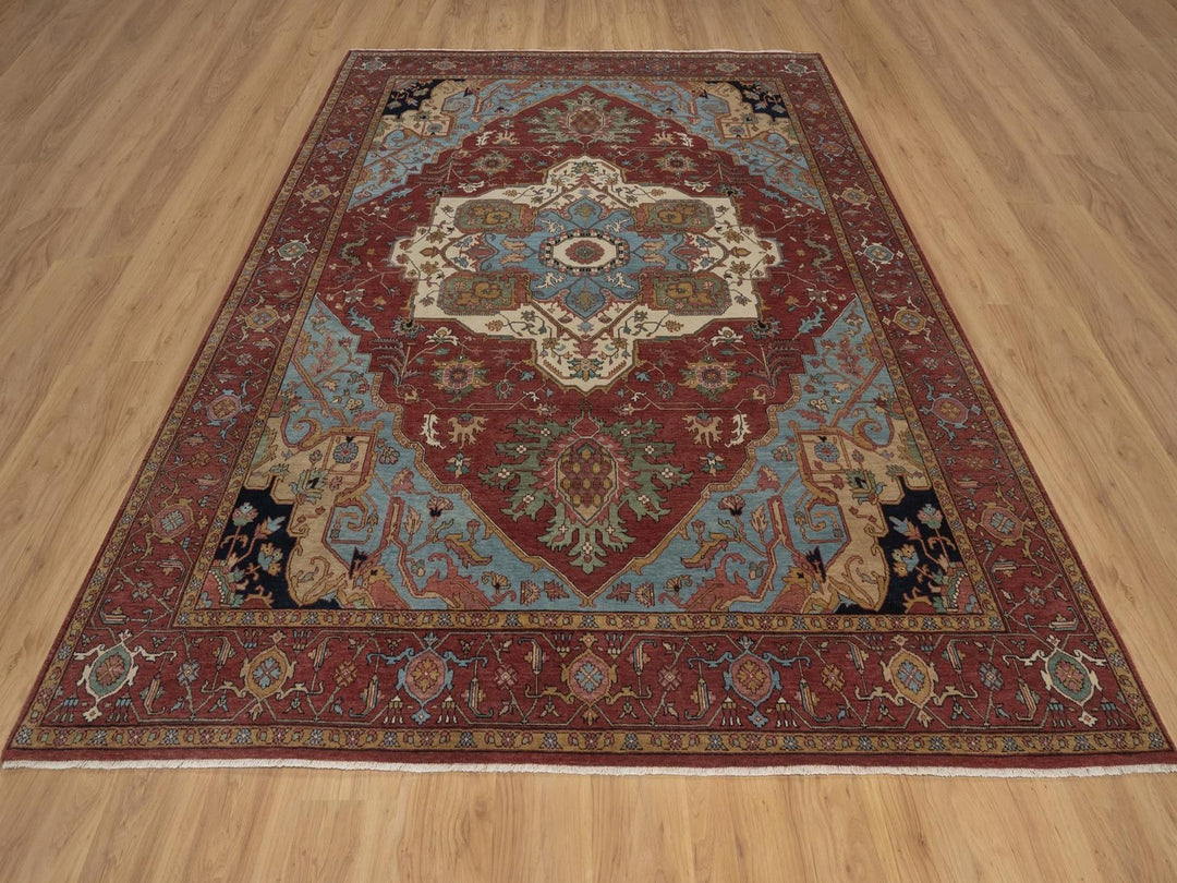 8'2" x 10'1" New Hand Knotted Red Wool Rectangle Oriental Rug - MOA10292810