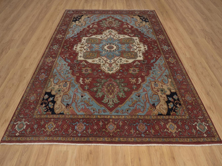 8'2" x 10'1" New Hand Knotted Red Wool Rectangle Oriental Rug - MOA10292810