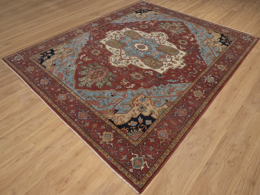 8'2" x 10'1" New Hand Knotted Red Wool Rectangle Oriental Rug - MOA10292810