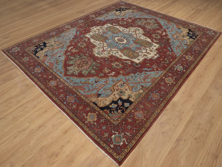 8'2" x 10'1" New Hand Knotted Red Wool Rectangle Oriental Rug - MOA10292810