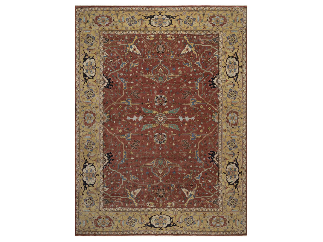 9'2" x 12'1" New Hand Knotted Red Wool Rectangle Oriental Rug - MOA10292811