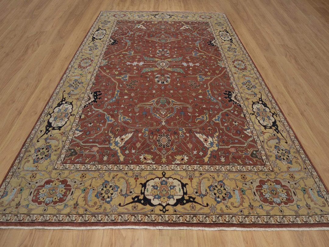 9'2" x 12'1" New Hand Knotted Red Wool Rectangle Oriental Rug - MOA10292811