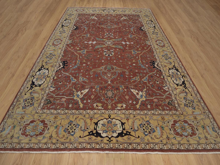 9'2" x 12'1" New Hand Knotted Red Wool Rectangle Oriental Rug - MOA10292811