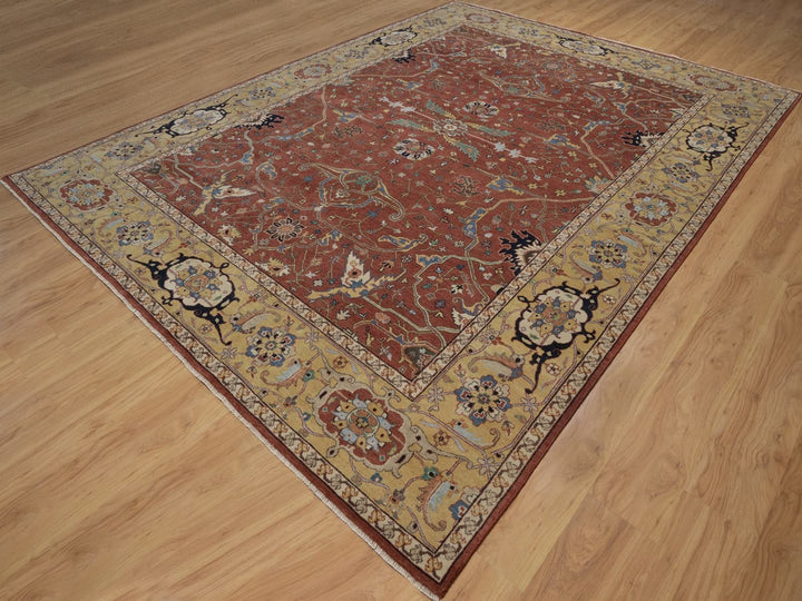 9'2" x 12'1" New Hand Knotted Red Wool Rectangle Oriental Rug - MOA10292811